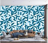 GSAEIMCT Wall Murals 350X256Cm, Broken Line Square Pattern Wall Fabric, Minimalist Geometry Large Photo Wallpaper for Living Room Bedroom Bathroom Office Dining Room Kid's Room Home Decor