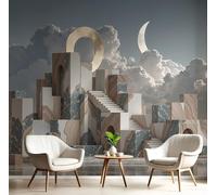 GSAEIMCT Wall Murals 400X280Cm, Stepped Architecture Pattern Wall Fabric, Modern Minimalism Large Photo Wallpaper for Living Room Bedroom Bathroom Office Dining Room Kid's Room Home Decor