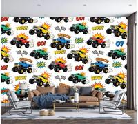 GSAEIMCT Wall Murals 450X300Cm, Bigfoot Off-Road Vehicle Pattern Wall Fabric, Street Graffiti Large Photo Wallpaper for Living Room Bedroom Bathroom Office Dining Room Kid's Room Home Decor