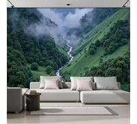 GSAEIMCT Wall Murals 450X300Cm, Valley Waterfall Pattern Wall Fabric, Secret Place in The Mountains Large Photo Wallpaper for Living Room Bedroom Bathroom Office Dining Room Kid's Room Home Decor