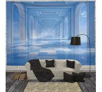 GSAEIMCT Wall Tapestry Hanging Large Blue Illusion Corridor Spatial Geometry Tapestries Aesthetic Decor For Living Room And Bedroom, 200L X 150W Cm