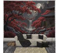 GSAEIMCT Wall Tapestry Hanging Large Red Mangrove Waterfall Japanese Scenery Tapestries Aesthetic Decor For Living Room And Bedroom, 200L X 150W Cm