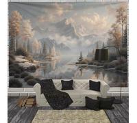 GSAEIMCT Wall Tapestry Hanging Large White Cloudy Mountains Lake Scenery Tapestries Aesthetic Decor For Living Room And Bedroom, 200L X 150W Cm