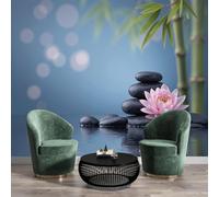 GSAEIMCT Wallpaper Black Green Flower Stone 3D Zen-Like Scenery for Living Spaces & Feature Walls,Kitchen Bedroom Hallway Dining Room 400X280Cm