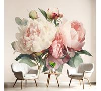 GSAEIMCT Wallpaper Pink Peony Flowers 200X140Cm,Art Murals Photo Wall Mural 3D Effect Watercolor Plants for Living Room Bedroom Children's Room Home Sofa Backdrop Office Decoration