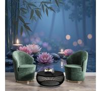 GSAEIMCT Wallpaper Pinkish Gray Lotus Stone 3D Zen Aesthetics for Living Spaces & Feature Walls,Kitchen Bedroom Hallway Dining Room 350X260Cm