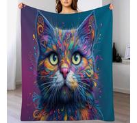 GSAEIMCT Whirlpool Cat Decor Throw Blankets For Couch Sofa Abstract Animal Illustrations Soft Lightweight Flannel Fleece Blanket For Dorm Bedroom And Living Room, Baby 80"X95"(200X240Cm)