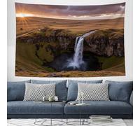 GSAEIMCT Yellow Wall Tapestry Waterfall Cliff Tapestry Wall Hanging Natural Scenery Art Home Decoration For Bedroom Living Room, 150L X 100W Cm