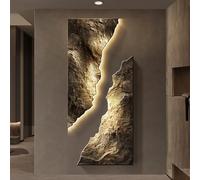 GSATREY Sandstone Decor Wall Art Painting, 3D Visual Hanging Mural, Creative Abstract Decoration with LED Lights, Suitable for Entrance, Living Room, Bedroom(Black1,50 * 120cm/19.7 * 47.2in)