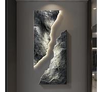 GSATREY Sandstone Decor Wall Art Painting, 3D Visual Hanging Mural, Creative Abstract Decoration with LED Lights, Suitable for Entrance, Living Room, Bedroom(Black2,50 * 120cm/19.7 * 47.2in)