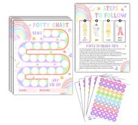 Gsauto Potty Training Chart, 10 Potty Training Reward Chart for Toilet Success, 8"x10" Boho Rainbow Routine Calendar with Stickers for Toddler Girls - A11