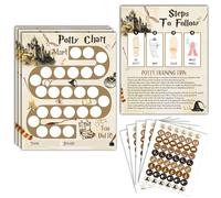 Gsauto Potty Training Chart, 10 Potty Training Reward Chart for Toilet Success, 8"x10" Magic School Routine Calendar with Stickers for Toddler Boys and Girls - A07