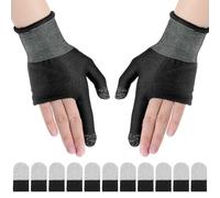 Gsbnjuy 1 Paar Mobile Game Gloves and 10 Pcs Gaming Finger Gloves Sleeves Ultra-Thin Touchscreen Gaming Glove Anti-Sweat Breathable Finger Sleeves Thumb Protector for All Touchscreen Devices