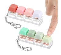 Gsbnjuy 2Pcs Keyboard Fidget Toy, Keyboard Fidget Keychain 4-in-1 Keyboards Decompression Button Finger Clicker Toys, Sensory Fun Toys Button Stress Relief Fidgets Gifts to Relieve Stress for Adults