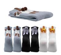 Gsbnjuy 3Pcs Cute Cat Socks with Balls, Women's Fun 3D Cat Ball Socks, Extra Large Embroidered Balls Novelty Animal Sock Gifts for Women Cats Lovers