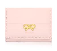Gsbnjuy Small Wallets Cute Coquette Bow Wallet for Women Pink ID Credit Card Holder PU Leather Mini Short Coin Purse for Women Girls