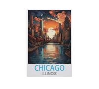 GSBRSNTS Chicago Illinois,DIY Paint by Numbers for Adults Beginner, Easy Paint by Numbers for Beginner,Acrylic Watercolor Paint by Number for Kids Gift Decor(40x50cm-AJ31