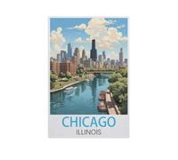 GSBRSNTS Chicago Illinois,DIY Paint by Numbers for Adults Beginner, Easy Paint by Numbers for Beginner,Acrylic Watercolor Paint by Number for Kids Gift Decor(30x40cm)-AL71