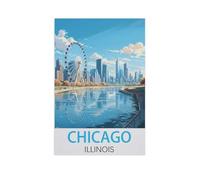 GSBRSNTS Chicago Illinois,Paint by Number DIY Oil Painting Paint by Numbers Kits for Adults Beginner Canvas Acrylic Arts Craft for Home Wall Decor Drawing(30x40cm)-AK50