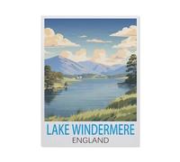 GSBRSNTS Easy Paint by Numbers for Adults Beginners，Lake Windermere England Vintage Travel Poster，Paint by Number Kit On Canvas for Adults New Painters's Gift DIY Gifts(50x60cm-I69
