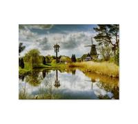 GSBRSNTS Easy Paint by Numbers for Adults Beginners，Village Pond at Gifhorn Mill Museum，Paint by Number Kit On Canvas for Adults New Painters's Gift DIY Gifts(40x50cm-AP61