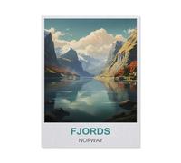 GSBRSNTS Paint by Numbers，Fjords Norway，Landscape Kit for Adults Beginner DIY Oil Painting(20x30cm-Q82