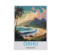 GSBRSNTS Paint by Numbers for Adults Beginner，Oahu Hawaii Vintage Travel Poster，DIY Oil Painting Kit on Canvas with Paintbrushes and Acrylic Pigment, Arts Craft for Home Wall Decor(50x60cm-J46
