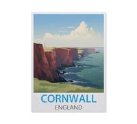 GSBRSNTS Paint by Numbers for Adults,Cornwall England Vintage Travel Poster,DIY Oil Painting Paint by Number Kits Linen Canvas Wall Art House Decor(30x40cm-I54