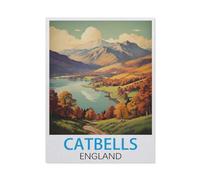 GSBRSNTS Paint by Numbers for Adults Kids Beginner，Catbells England Vintage Travel Poster，DIY Acrylic Painting by Numbers Kits with Brushes Acrylic Pigment Home Decoration Brithday Gifts(50x60cm-I72