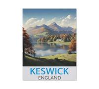 GSBRSNTS Paint by Numbers for Adults Kids Beginner,Keswick England Vintage Travel Poster,DIY Acrylic Painting by Numbers Kits with Brushes Acrylic Pigment Home Decoration Brithday Gifts(30x40cm-I32