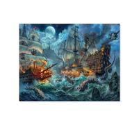 GSBRSNTS Paint by Numbers,Pirates Battle,DIY Paint by Numbers Kits for Adults Kids,Canvas Oil Painting with Brushes and Acrylic Pigment Paint by Numbers Arts Craft for Home Wall Decor(50x60cm-C24