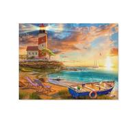 GSBRSNTS Paint by Numbers，Sunset in The Lighthouse Bay，DIY Paint by Numbers Kits for Adults Kids,Canvas Oil Painting with Brushes and Acrylic Pigment Paint by Numbers Arts Craft (50x60cm-E64