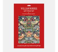 GSC William Morris Strawberry Thief Gift Wrap Set - 2 Premium Wrapping Sheets + 2 Matching Gift Tags - Classic Arts & Crafts Botanical Bird Design, Wrapping Paper Sheets
