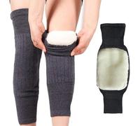 GSCLZ 1 Pair Winter Knee Pads Warm Men Women Double Thick Wool Protection Knee Plus Velvet Wind And Cold Protective(T10,73-90kg for XL)