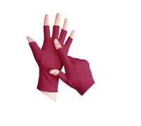 GSCLZ 2 Pair Half Finger Sunscreen Gloves Anti-UV Highly Elastic Riding Driving Breathable Nail Art Mittens Women(Wine Red)