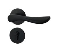 GSCLZ Bedroom Retro Interior Door Lock Sturdy Handle Kitchen Home Furniture Aluminum Hardware Bathroom with Keys(Black Curved Handle)