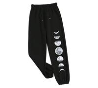 GSCLZ Different Forms Of The Moon Print Casual Versatile Women Pants With Drawstring Pockets Sweatpants(L)