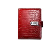 GSCLZ Password Lock Notebook A6 A5 Binder Notebook Vintage Luxury Crocodile Textured Leather Diary Password Notes Book with Lock Office Agenda Man Gift For Travel Note Take(A5 Red)