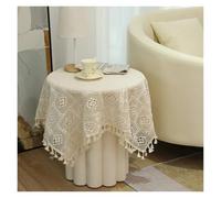 GSCLZ Pastoral Handmade Crochet Square Cotton Tablecloth Bedroom Balcony Corridor Tea Party Round Table Piano Cover Cloth(Beige,180x180cm)