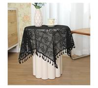 GSCLZ Pastoral Handmade Crochet Square Cotton Tablecloth Bedroom Balcony Corridor Tea Party Round Table Piano Cover Cloth(Black,60x60cm)