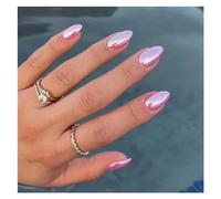 GSCLZ Press On Nails 24Pcs Simple Wine Red Fake Nail with Glue Mid-length Almond Press on False Nails Wearable Round Head Oval Full Cover Nail Tips False Nails(Color4)