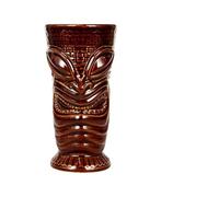 GSCLZ Tiki Mug Ceramic Hawaiian Cocktail Party, Zombie Skull, Large Wine Set, Exotic, Tropical, Handmade(Desperate - Brown)