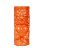 GSCLZ Tiki Mug Ceramic Hawaiian Cocktail Party, Zombie Skull, Large Wine Set, Exotic, Tropical, Handmade(McKay Statue -Orange)