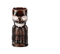 GSCLZ Tiki Mug Ceramic Hawaiian Cocktail Party, Zombie Skull, Large Wine Set, Exotic, Tropical, Handmade(Black Skull Cup)
