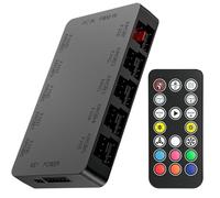 GSCOLER 10-Port ARGB Controller & PC Fan Hub, 5V 3-Pin & 4-Pin PWM Fan Controller, Magnetic Mount Splitter with Remote Control
