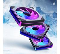 GSCOLER 120mm ARGB PC Case Fan, Daisy Chain Infinity Mirror Computer Fans, 4-Pin PWM Quiet Cooling Cooler 800-1600RPM, 5V 3-Pin Motherboard Sync, HDB Anti-Vibration, Prism 7 PRO 3 Pack - Black