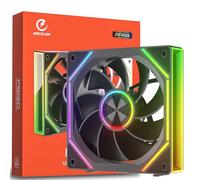 GSCOLER 120mm ARGB PWM PC Fan, Daisy-Chain Reverse Case Fan, Infinity Mirror, High Airflow 52.62 CFM, Quiet 32.45dBA Cooling Fan 800-1800 RPM, 5V 3-Pin, 4-Pin, Single Fan - Black