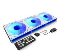 GSCOLER 120mm PC Fans 3-Pack, ARGB Daisy Chain PWM Case Fans with Dual-Sided Infinity Mirror, High Airflow 52.6 CFM, Quiet HDB Bearing <32.5dBA, Remote Control, 800-1800RPM, Reverse Blade, White