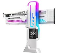 GSCOLER X7-Pro GPU Support Bracket with Temp Display, 5V ARGB Graphics Card Support, Adjustable Height GPU Sag Bracket with Magnet and Non-Slip Sheet, Aluminum Anti Sag GPU Stand, 60-163mm