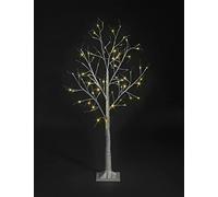 GSD Christmas Pre-Lit Twig Tree - White Birch Outdoor and Indoor Decorative Festive Tree - LED Lights (120cm (4ft), Warm White (Twinkle Effect))